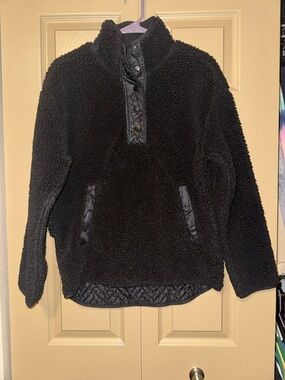 Athleta Women's Black Cozy Snap Sherpa Sweatshirt